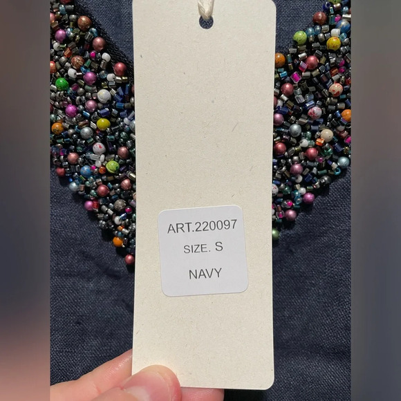 NWT Lina Tomei 100% linen dress with beaded neckline, size small - Picture 10 of 13